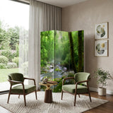 72" Green CanvasFolding Three Panel Screen Room Divider