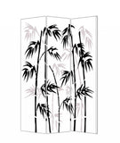 72" Black And White Canvas Folding Three Panel Screen Room Divider