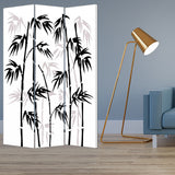 72" Black And White Canvas Folding Three Panel Screen Room Divider
