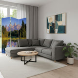 72" Blue And Green Canvas Folding Three Panel Screen Room Divider