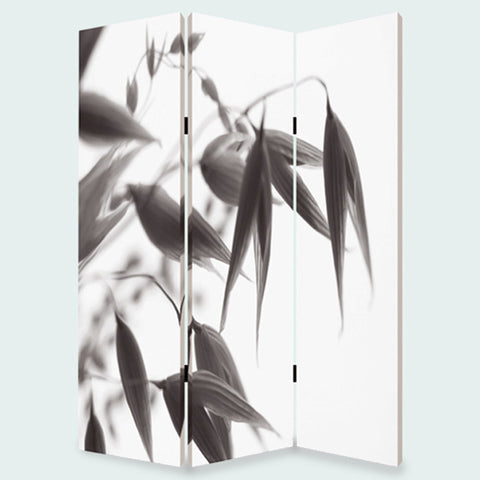 72" Gray Canvas Folding Three Panel Screen Room Divider