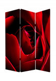 72" Red Canvas Folding Three Panel Screen Room Divider