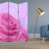 72" Pink Canvas Folding Three Panel Screen Room Divider