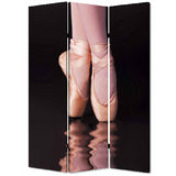 72" Black Canvas Folding Three Panel Screen Room Divider