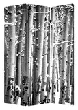 72" Gray And White Canvas Folding Three Panel Screen Room Divider