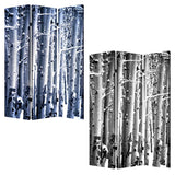 72" Gray And White Canvas Folding Three Panel Screen Room Divider