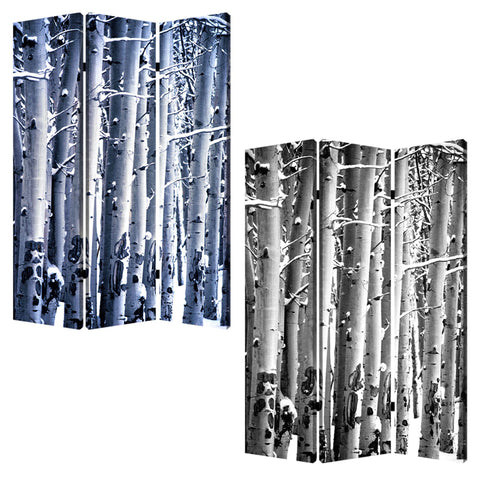 72" Gray And White Canvas Folding Three Panel Screen Room Divider