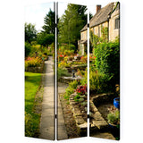 72" Green Canvas Folding Three Panel Screen Room Divider