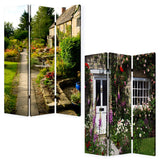 72" Green Canvas Folding Three Panel Screen Room Divider