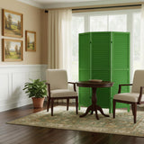67" Green Wood Folding Three Panel Screen Room Divider