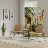 72" Beige Canvas Folding Three Panel Screen Room Divider