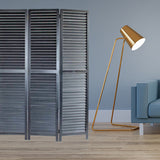 67" Black Wood Folding Three Panel Screen Room Divider
