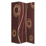 72" Brown Canvas Folding Three Panel Screen Room Divider