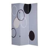 72" Black And White Canvas Folding Three Panel Screen Room Divider