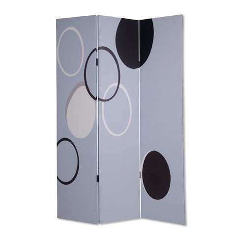 72" Black And White Canvas Folding Three Panel Screen Room Divider