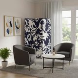 72" Black And White Canvas Folding Three Panel Screen Room Divider