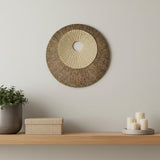 14" X 14" X 2" Brown Round Ribbed  Wall Plaque