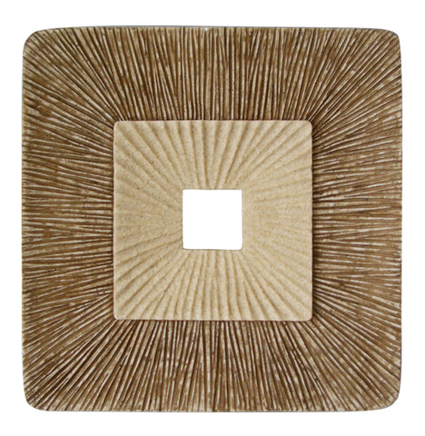 26" X 26" X 2" Brown Concave Square Double Layer Ribbed  Wall Plaque