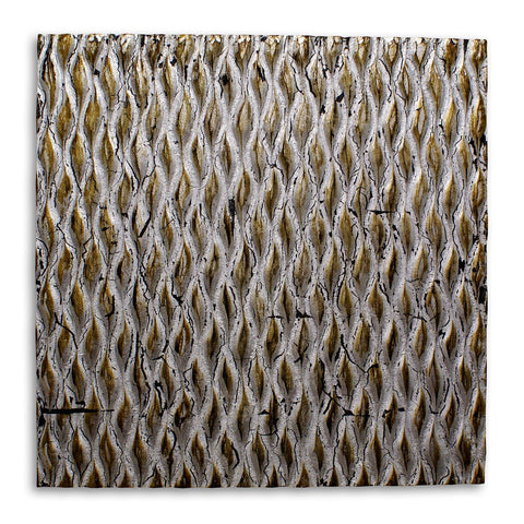 36" X 36" Silver Square Abstract Hanging Dimensional Sculpture