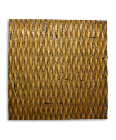 36" X 36" Gold Abstract Wood Hanging Dimensional Sculpture