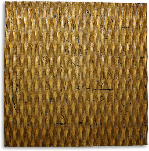 36" X 36" Gold Abstract Wood Hanging Dimensional Sculpture