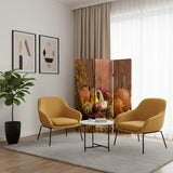 72" Brown Canvas Folding Three Panel Screen Room Divider