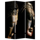 72" Black Canvas Folding Three Panel Screen Room Divider