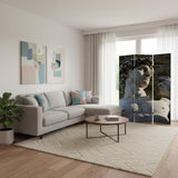 72" Gray Canvas Folding Three Panel Screen Room Divider