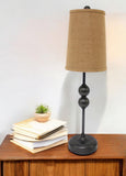 29" Bronze Bedside Lamp With Brown Shade