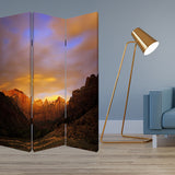 72" Brown Canvas Folding Three Panel Screen Room Divider