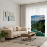 72" Blue And Green Canvas Folding Three Panel Screen Room Divider
