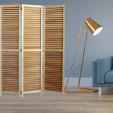 67" Natural Wood Folding Three Panel Screen Room Divider
