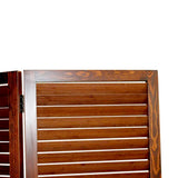 67" Brown Wood Folding Three Panel Screen Room Divider