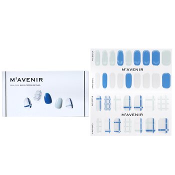 Nail Sticker (Patterned) - # Navy Crossline Nail - 32pcs