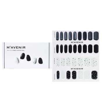 Nail Sticker (Black) - # Pebble In Black Nail - 32pcs