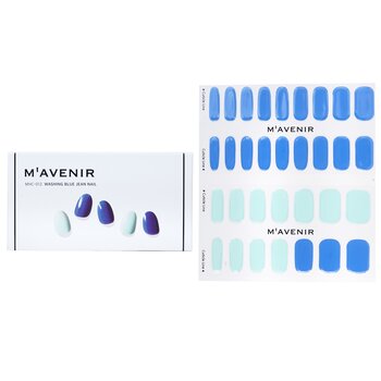 Nail Sticker (Blue) - # Washing Blue Jean Nail - 32pcs