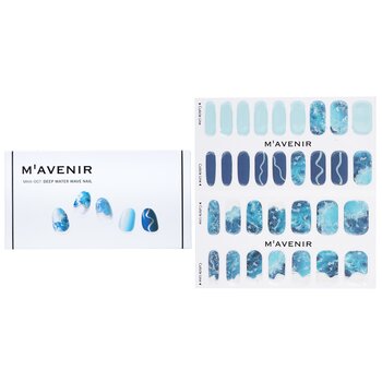 Nail Sticker (Blue) - # Deep Water Wave Nail - 32pcs