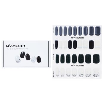 Nail Sticker (Black) - # Shell With Milky Way Nail - 32pcs