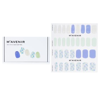 Nail Sticker (Blue) - # Blue Leaf Nail - 32pcs