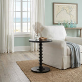 22" Black Solid Wood Round End Table