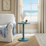 Fun Teal Wood Pedestal End Table