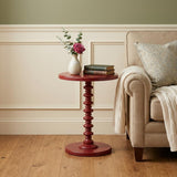 22" Red Solid Wood Round End Table