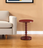 22" Red Solid Wood Round End Table