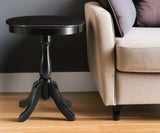 22" Black Wood Round Pedestal End Table