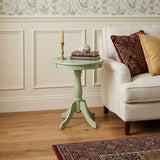 Light Green Solid Wooden Pedestal Side Table