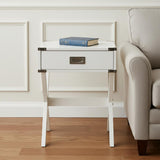 Modern White X Shape Wooden Storage End Table