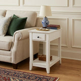 23" White Solid and Manufactured Wood End Table With Drawer And Shelf