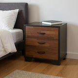 19" Espresso Wood Three Drawer Nightstand