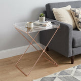 22" Clear and Copper Acrylic and Metal Tray Table