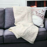 70" X 50" Ivory Faux Fur Plush Throw Blanket
